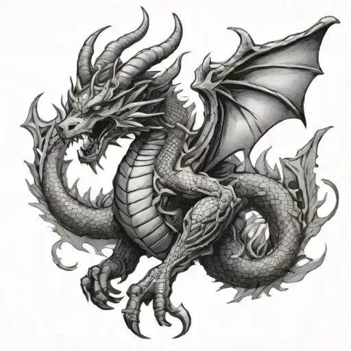demon dragon flying tattoo design idea