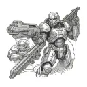 doom slayer tattoo design idea