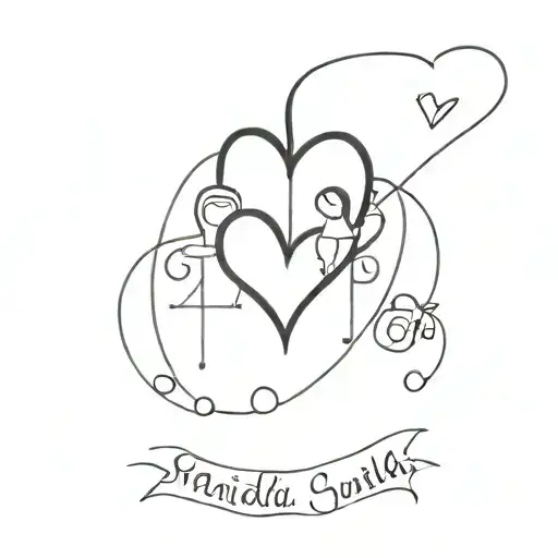 Heart with three names, Matilde, Mafalda and Samuel  tattoo design idea