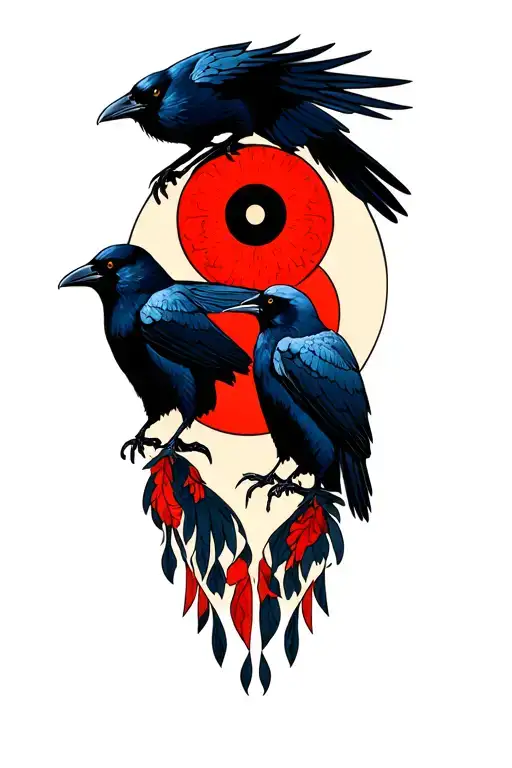 Itachi crows with sharingan tattoo design idea