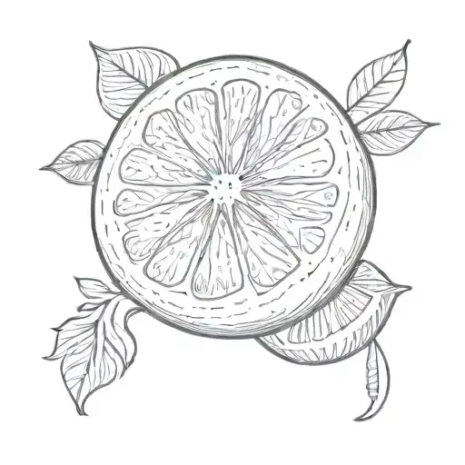 half moon half grapefruit tattoo design idea