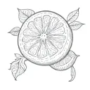 half moon half grapefruit tattoo design idea