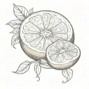 half moon half grapefruit tattoo design idea