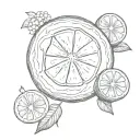 half moon half grapefruit tattoo design idea