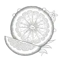 half moon half grapefruit tattoo design idea