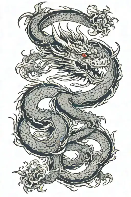 dangerous dragon flying tattoo design idea