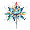 single interstellar lotus flower with color tattoo design idea