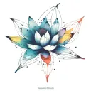 single interstellar lotus flower with color tattoo design idea
