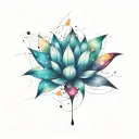 single interstellar lotus flower with color tattoo design idea