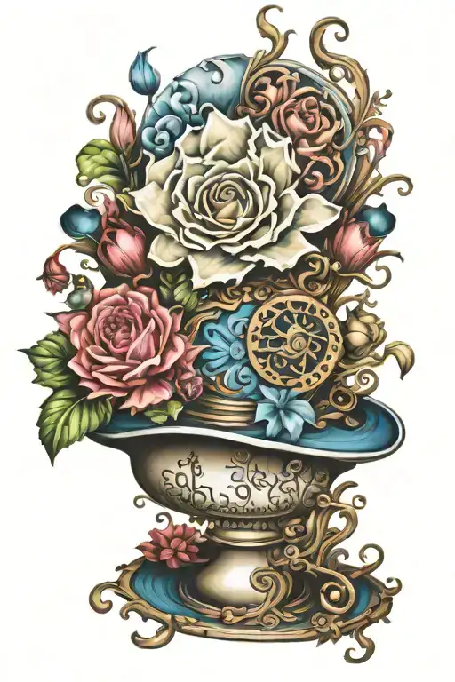 exaltation, Alice in the wonderland, spiral, spirituality, flower, smooth, feminine, rebirth tattoo design idea