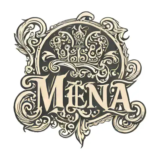 the name "mena" in old English font tattoo design idea