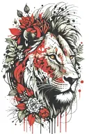 lion face with fynbos and proteas tattoo design idea