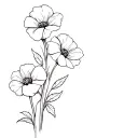 3 Cosmo and 3 Sweet Pea Flower bouquet tattoo design idea