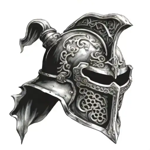 Holy crusade Knight helmet tattoo design idea