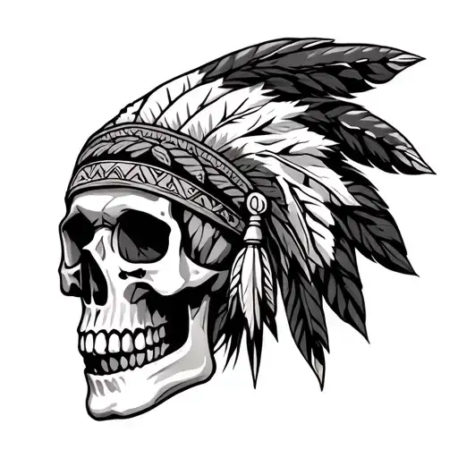 Native American Skull tattoo design idea