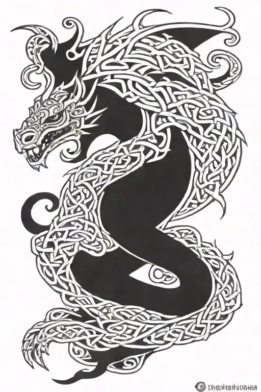 celtic dragon wrapping tattoo design idea