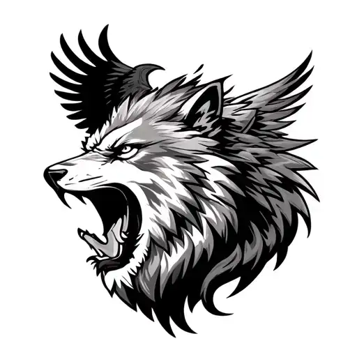 Lion head, wolf roaring, eagle soaring and gladiator tattoo design idea