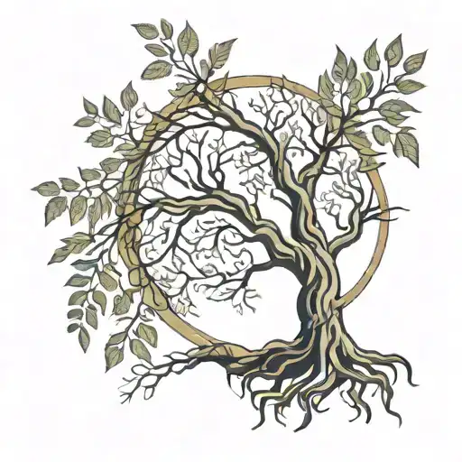 willow tree and roots make neda symbol tattoo design idea