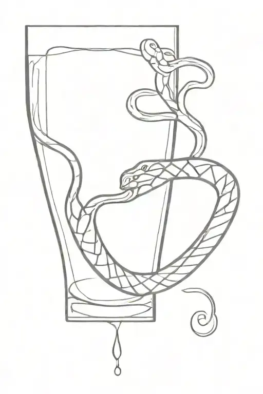 a glass of ice with a snake in it tattoo design idea