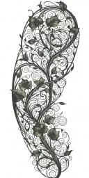 black vines with space and magic theme sleeve tattoo design idea