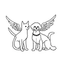 a cat and a poodle small black dog with angel wings  tattoo design idea