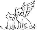a cat and a poodle small black dog with angel wings  tattoo design idea