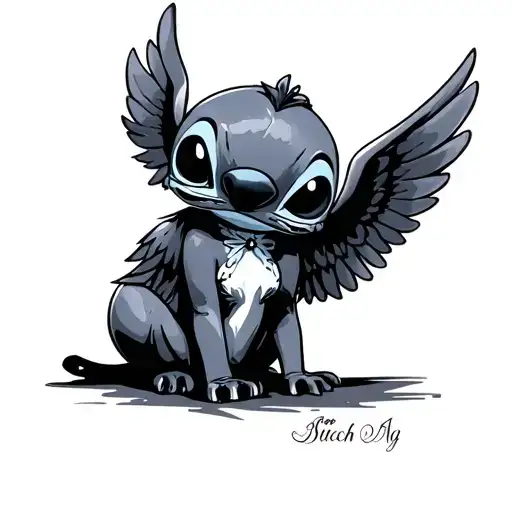 Stitch And Angel tattoo design idea