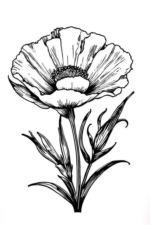 1994 California poppy tattoo design idea