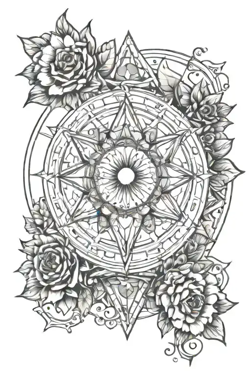 make a sketch of a tattoo in line work and dot work style on the theme of astrology and renaissance tattoo design idea
