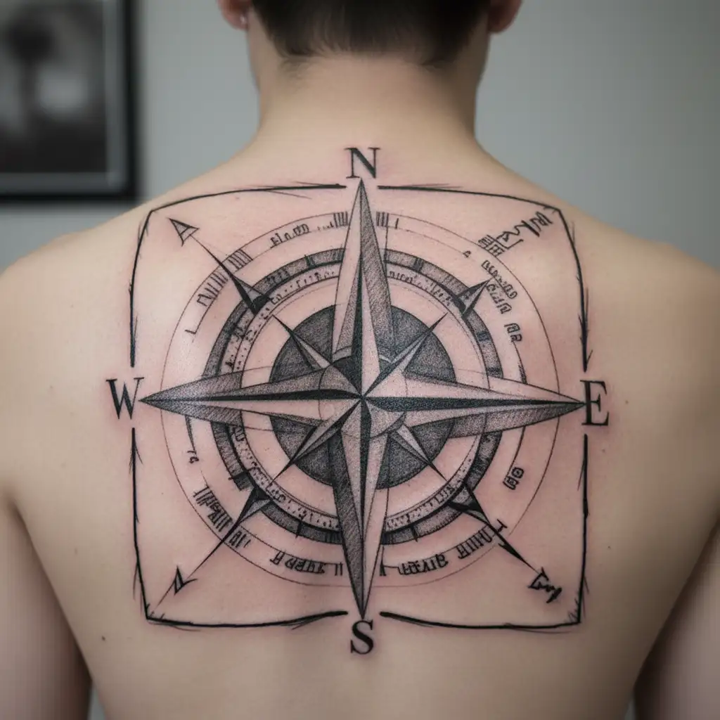 A compass with the coordinates of Canada and Brazil, representing the journey of love in a long-distance relationship tattoo design idea