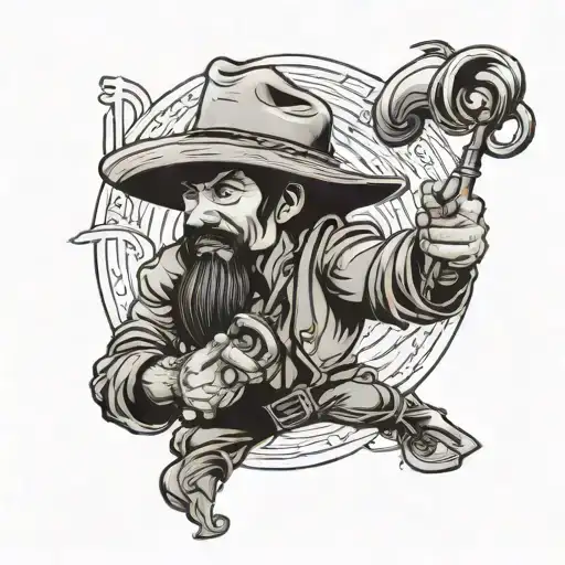 a noodle wrangler that is a potato cowboy tattoo design idea