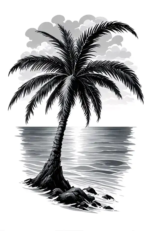 palm tree with shore line tattoo tattoo design idea
