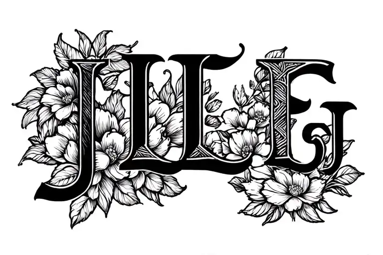 family initials J,L,F,G tattoo design idea