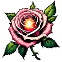 rose with light shining through its branches tattoo design idea