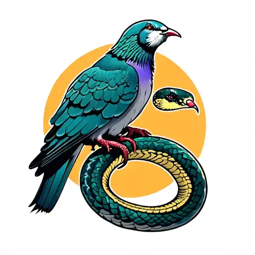 snake dove tattoo design idea