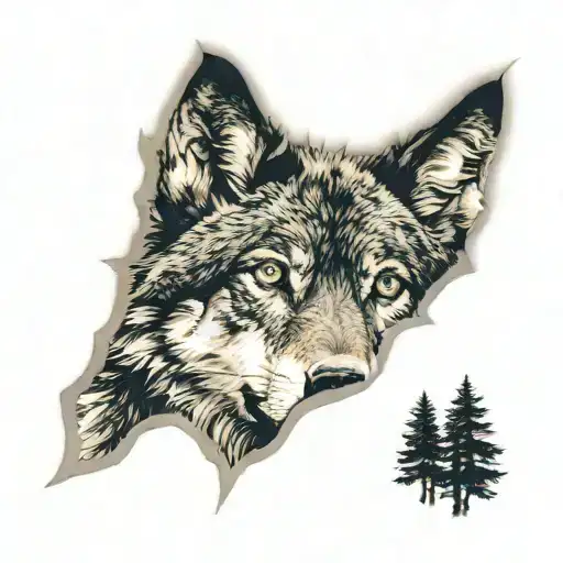 forest wolf wounded tattoo design idea