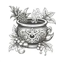 witch cauldron pineapple cherries coconut tattoo design idea