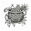 witch cauldron pineapple cherries coconut tattoo design idea