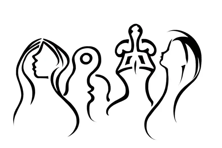Maori representing two parents, 3 children + a broken bone + sport tattoo design idea