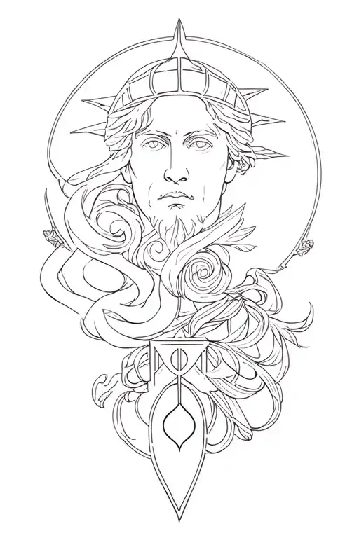 Antic greek mythology and numbers tattoo design idea