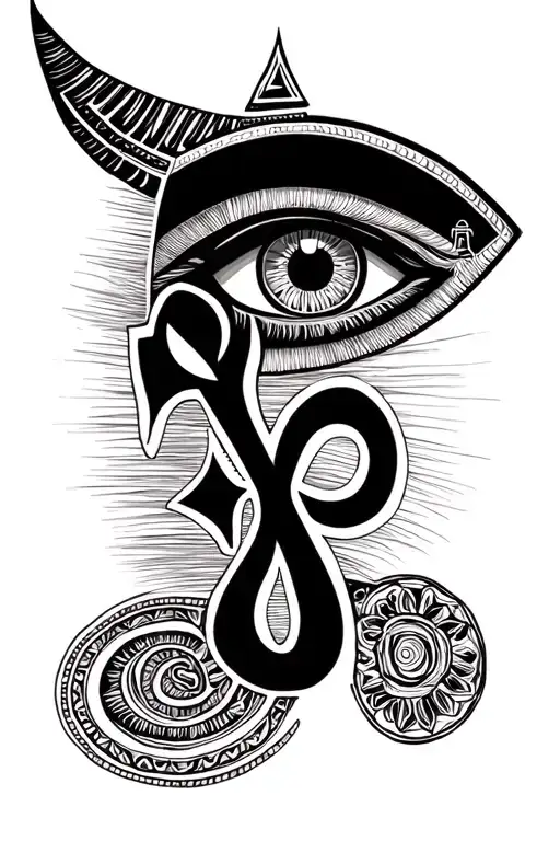 Eye of Ra + Ankh Symbol tattoo design idea