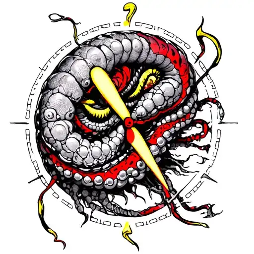 You are a worm through time.The thunder song distorts you.Happiness comes.White pearls, but yellow and red in the  tattoo design idea