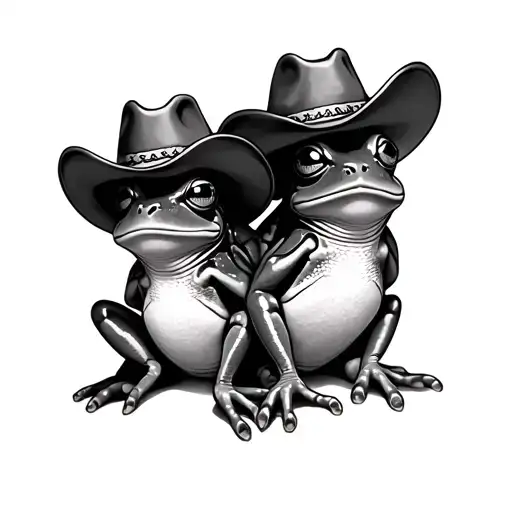 three frogs with cowboy hats tattoo design idea
