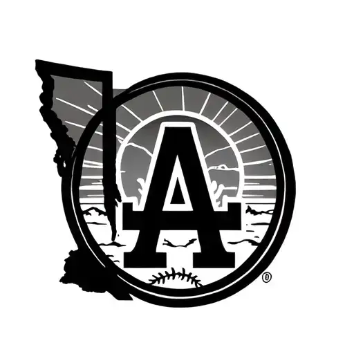 A tattoo of the Los Angeles Dodgers logo with a California sunset background to showcase your love for the team and the state tattoo design idea