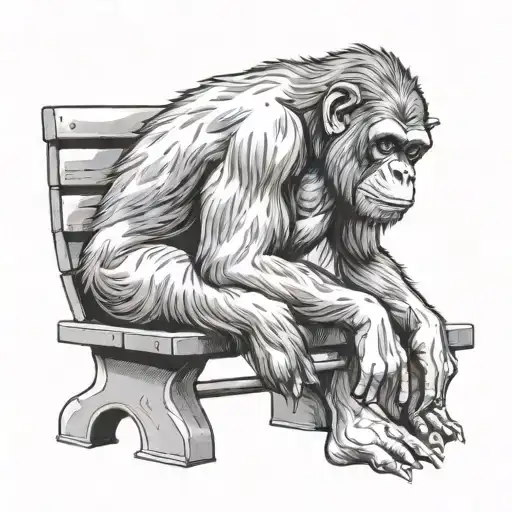ape sitting on a bench tattoo design idea
