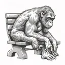 ape sitting on a bench tattoo design idea