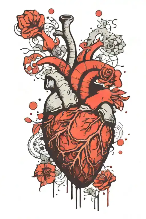 Human heart with plaster and scares tattoo design idea