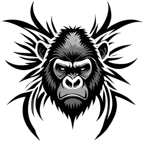 tribal gorilla face tattoo design idea