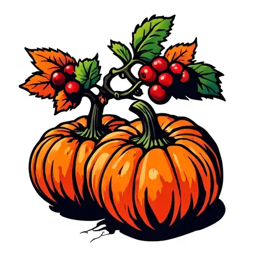 two pumpkin berries tattoo design idea