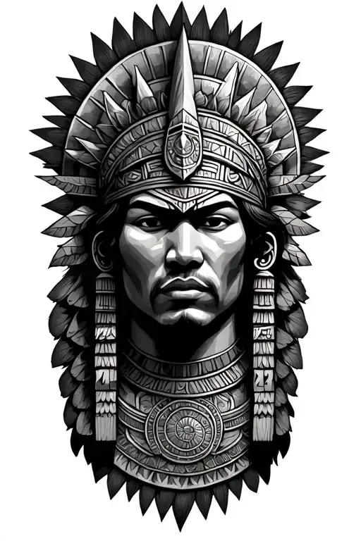 aztec warrior pyramid sun calender tattoo design idea